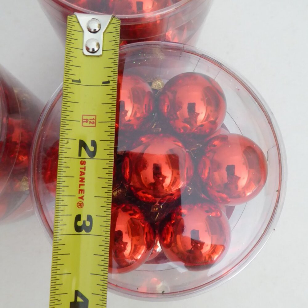 NEW 1” (30mm) CHRISTMAS GLASS BALL 84 ORNAMENTS SHINY RED LOT OF 4 TUBES - Picture 8 of 8